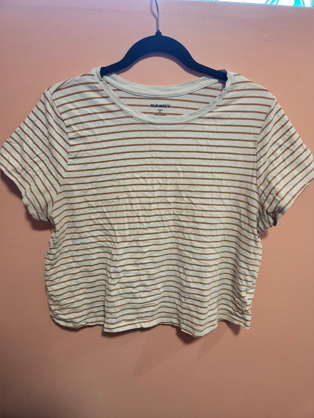 Women's Fitted Striped Tee - Burnt Orange and Cream